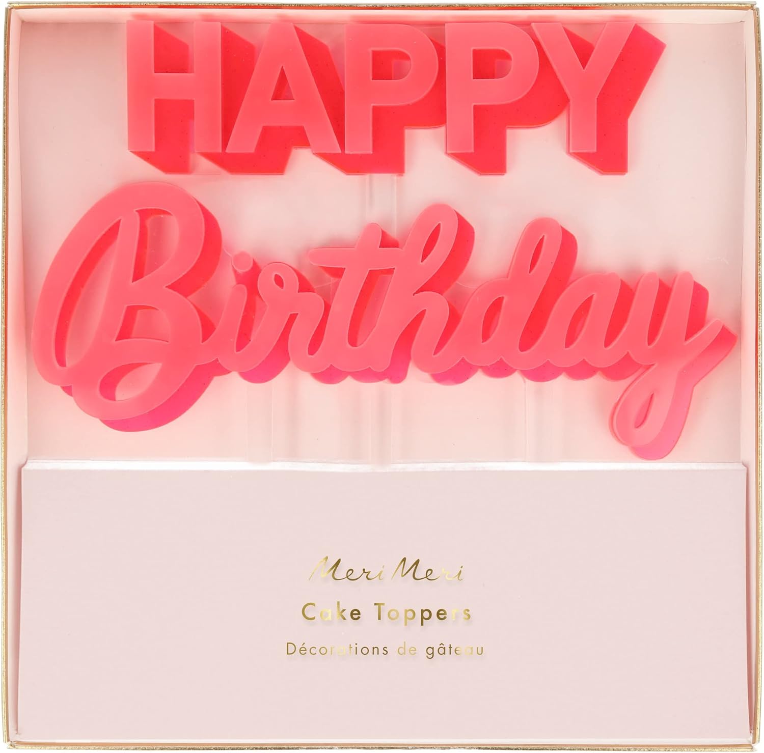 Happy Birthday Pembe Akrilik Pasta Süsü