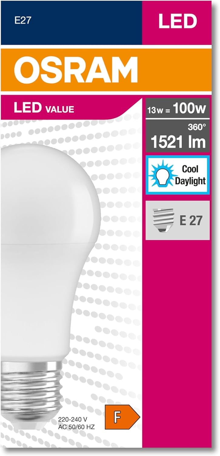 4052899971042 Led Cla 100 13 W 1521 Lümen 6500 Kelvin Beyaz Işık E27 Duy Ampul, 12x6x6 Cm