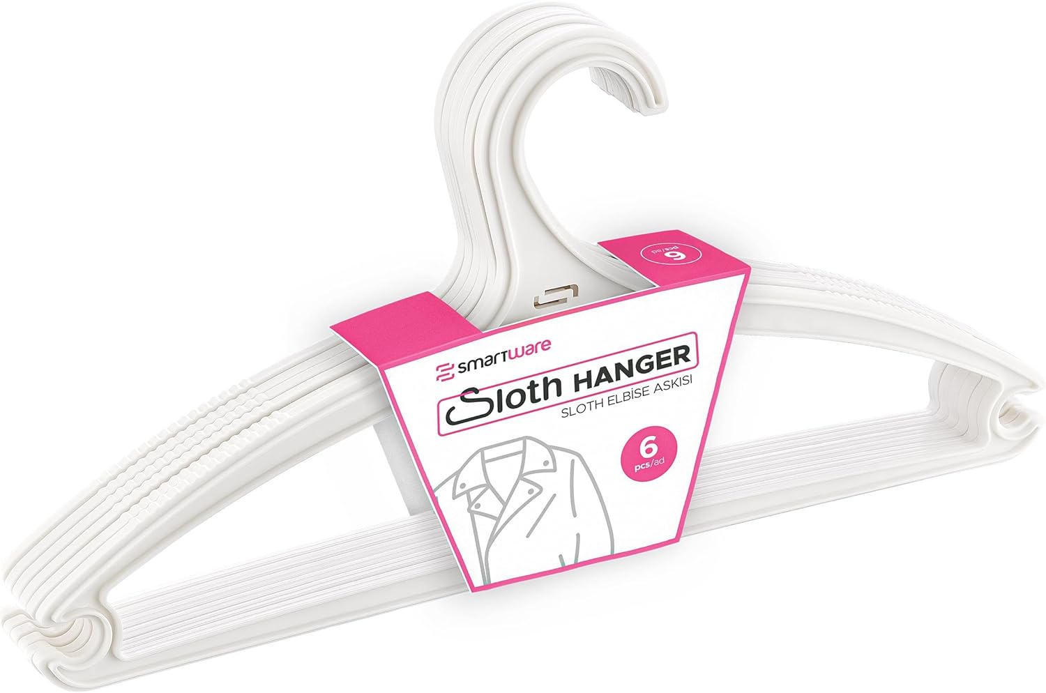 6 Lı Elbise Askısı - BEYAZ, Çok Amaçlı Elbise Askısı