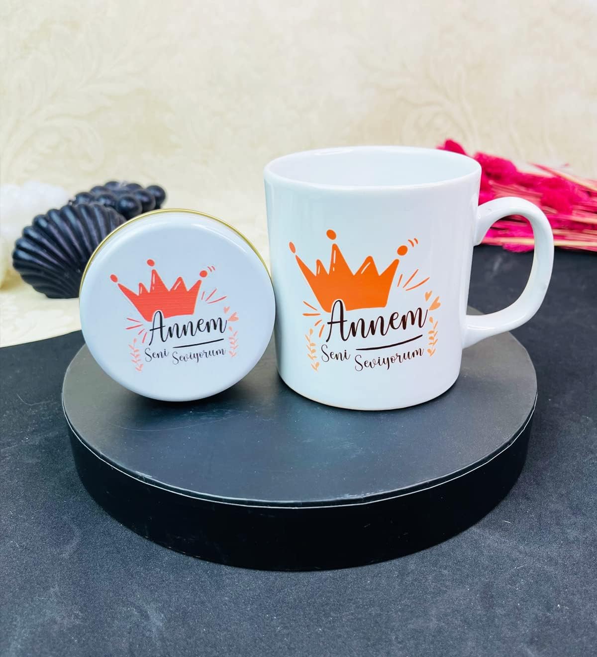 Annem Seni Seviyorum Tasarımlı Kokulu Mum Ve Kupa Set