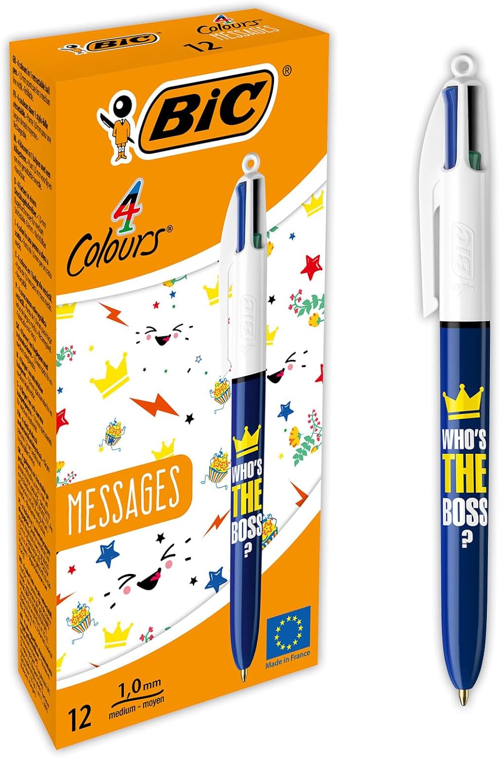 4 Colours Message Tükenmez Kalem 12'Li Kutu, 1.0mm Uç, Tek Kalemde Mavi, Kırmızı, Yeşil ve Siyah Renkler