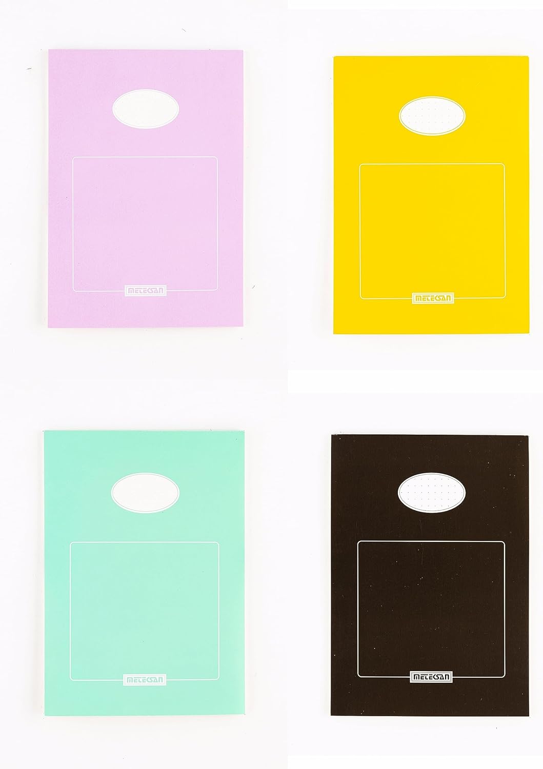 A5 Renkli Bloknot 50 Yaprak, Noktalı 4'lü Paket, Eflatun, Sarı, Turkuaz, Gri