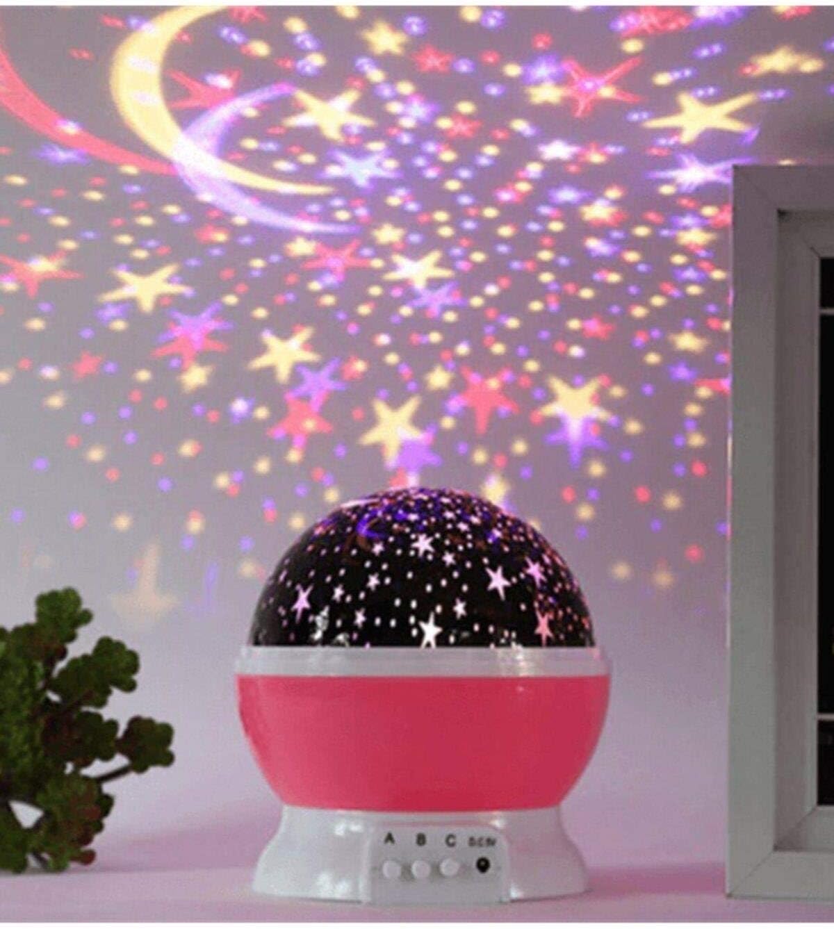 Renkli Ve Dönen Star Projeksiyon Gece Lambası Pembe