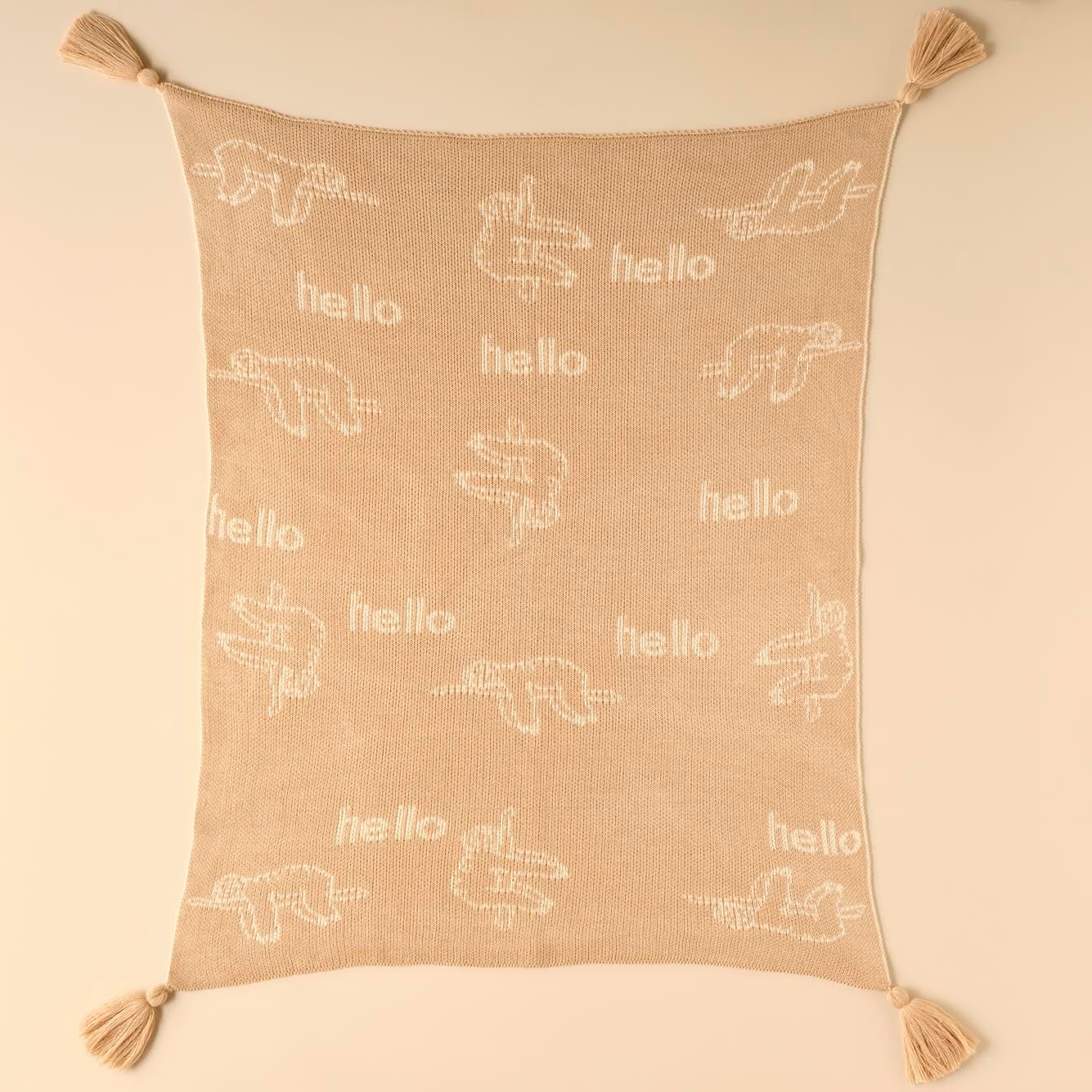 Hayvan Baskılı%100 Akrilik Battaniye, Bej, 100x120 cm