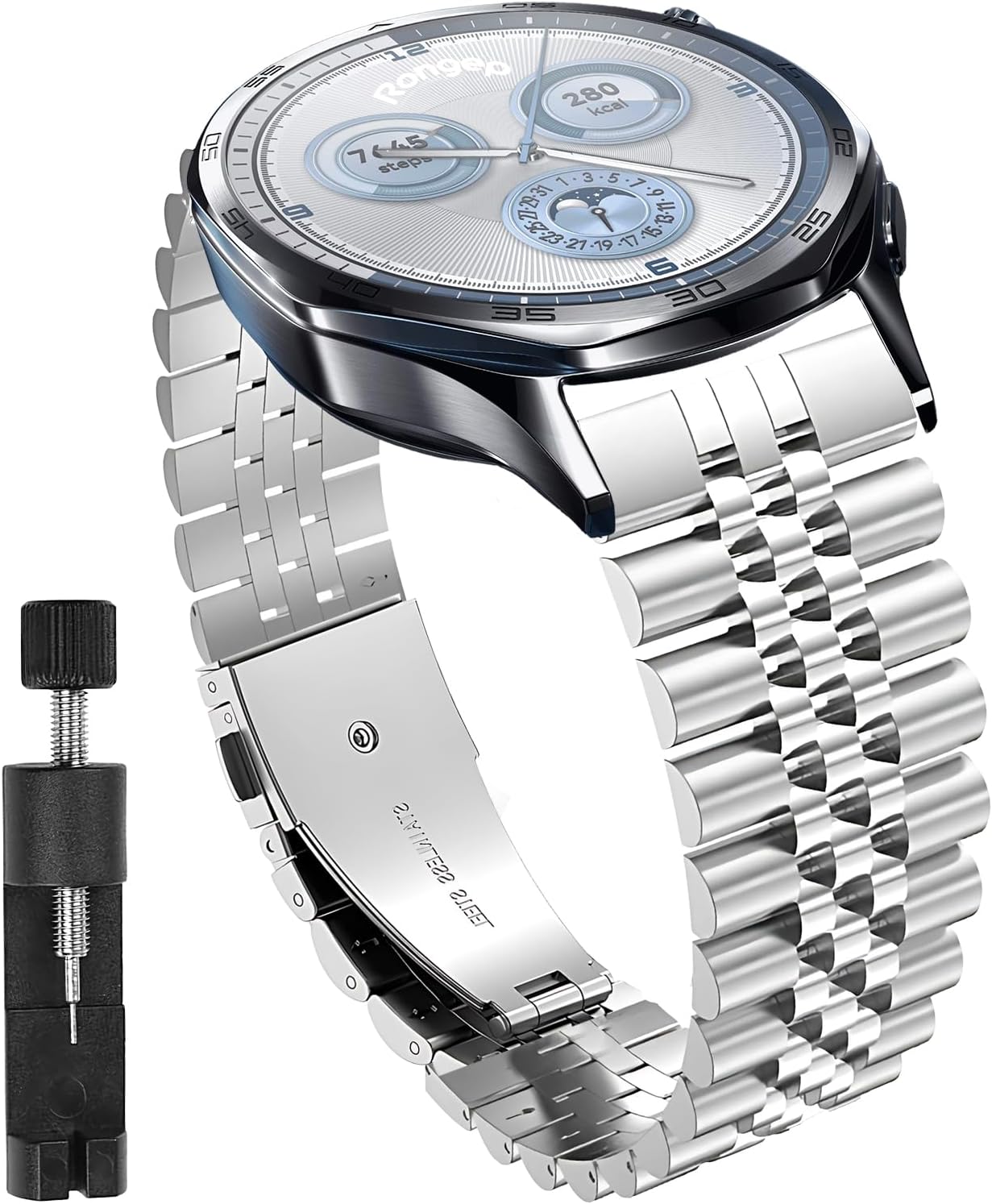 ile Uyumlu Prestige Model 22mm Çelik Kordon GT6/GT6 Pro/GT5/GT5 Pro/GT4/GT3/GT3 Pro/GT2/GT2 Pro 46mm için Katlanır Toka Mekanizmalı Paslanma Yapmayan Metal GT6 46mm Kordon