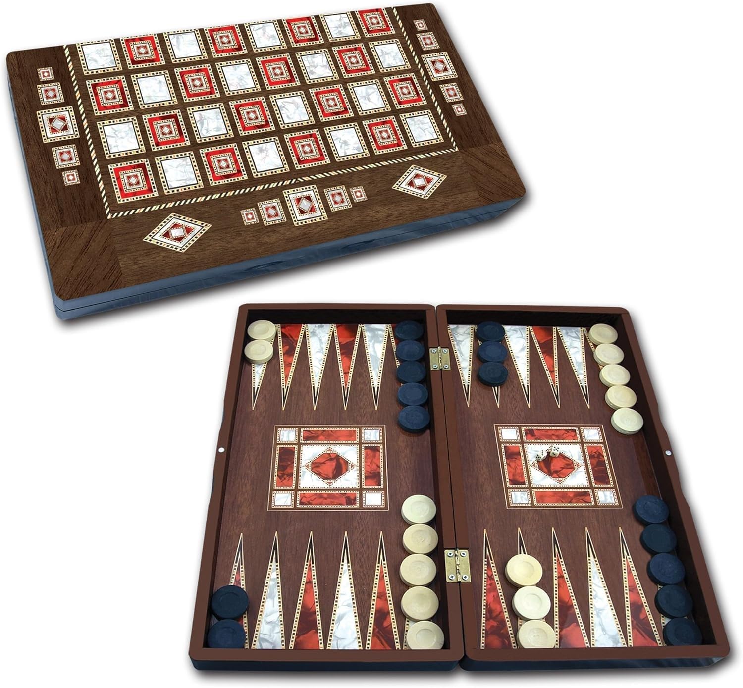 Staroyun STAROYUN1020210 25 x 48 x 6 cm Big Star polyester Pearl Backgammon