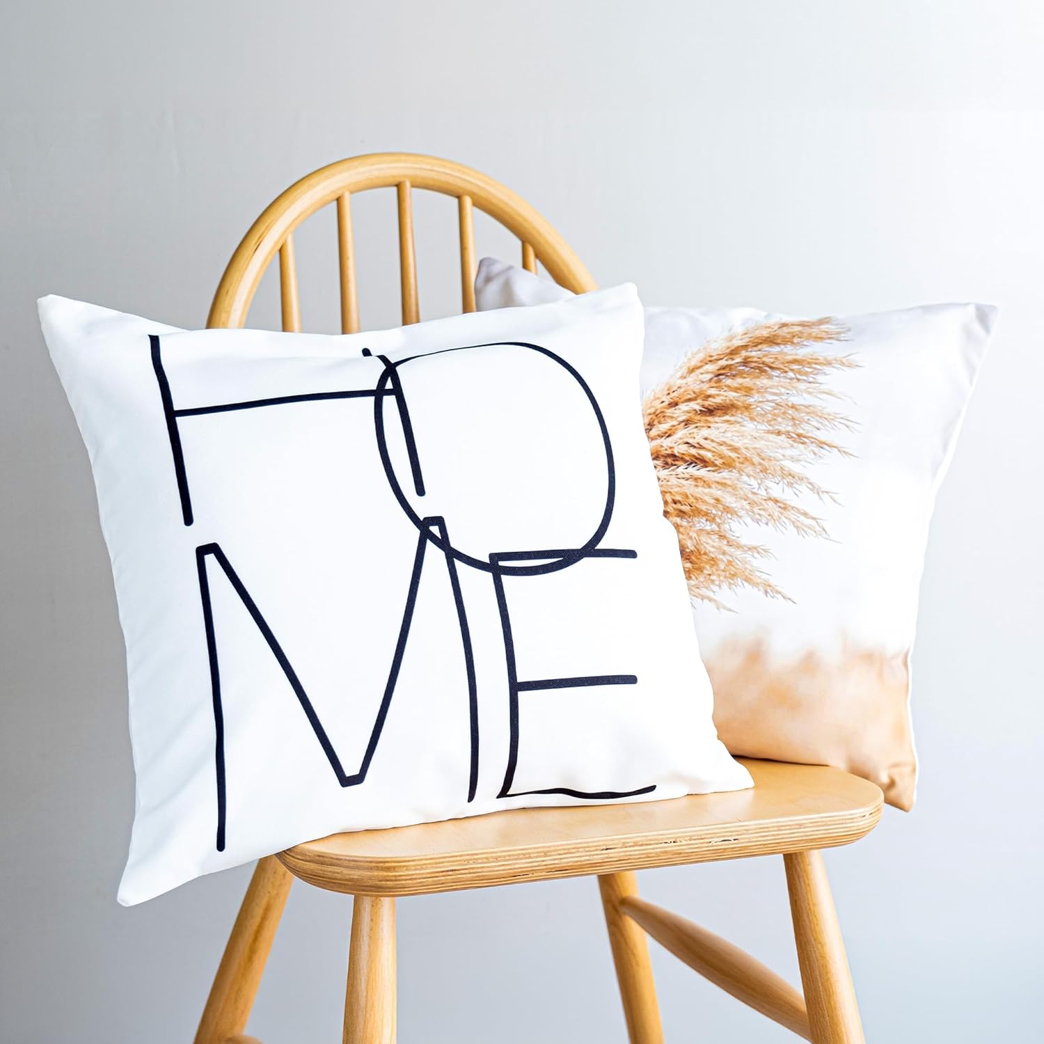 Temalı Özel Tasarım 2'li Yastık Kılıfı, Dijital Baskı Kırlent Kılıfı, Beyaz Renk, 43x43 Cm