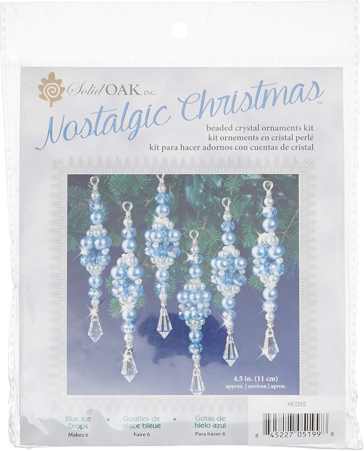 Christmas Beaded Crystal Ornament Kit-Blue Crystal Ice Drops -NCHBOK-022
