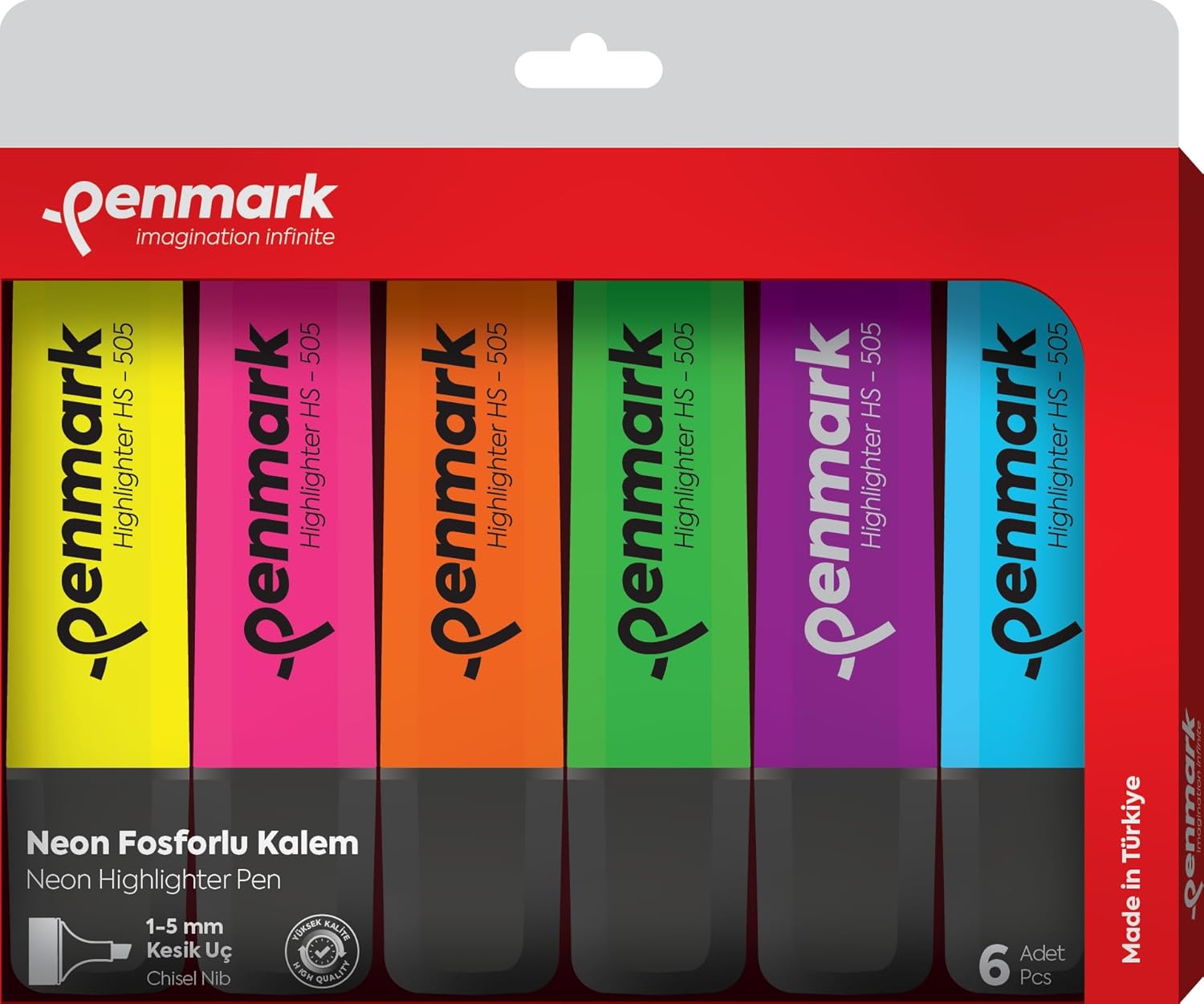 Fosforlu Kalem 6'lı Karışık Renk Neon