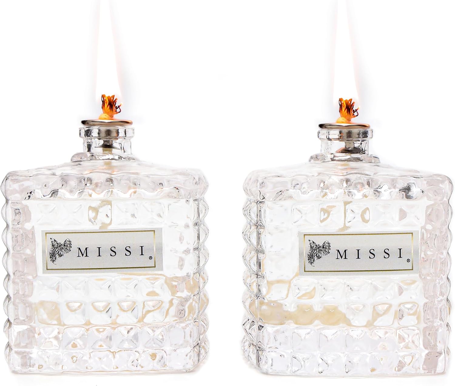 2'li Vanilya Kokulu Kare Kristal Cam Şişe Kandil Seti (2x100 ml)