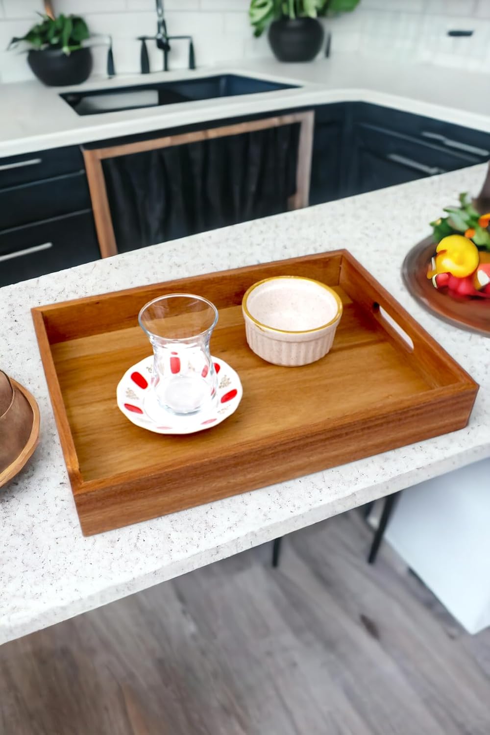 Akasya Ağacından Lüx Mutfak Tepsisi 35 * 25cm, Akasya Lüx Sunum Tepsisi, Akasya Tepsi