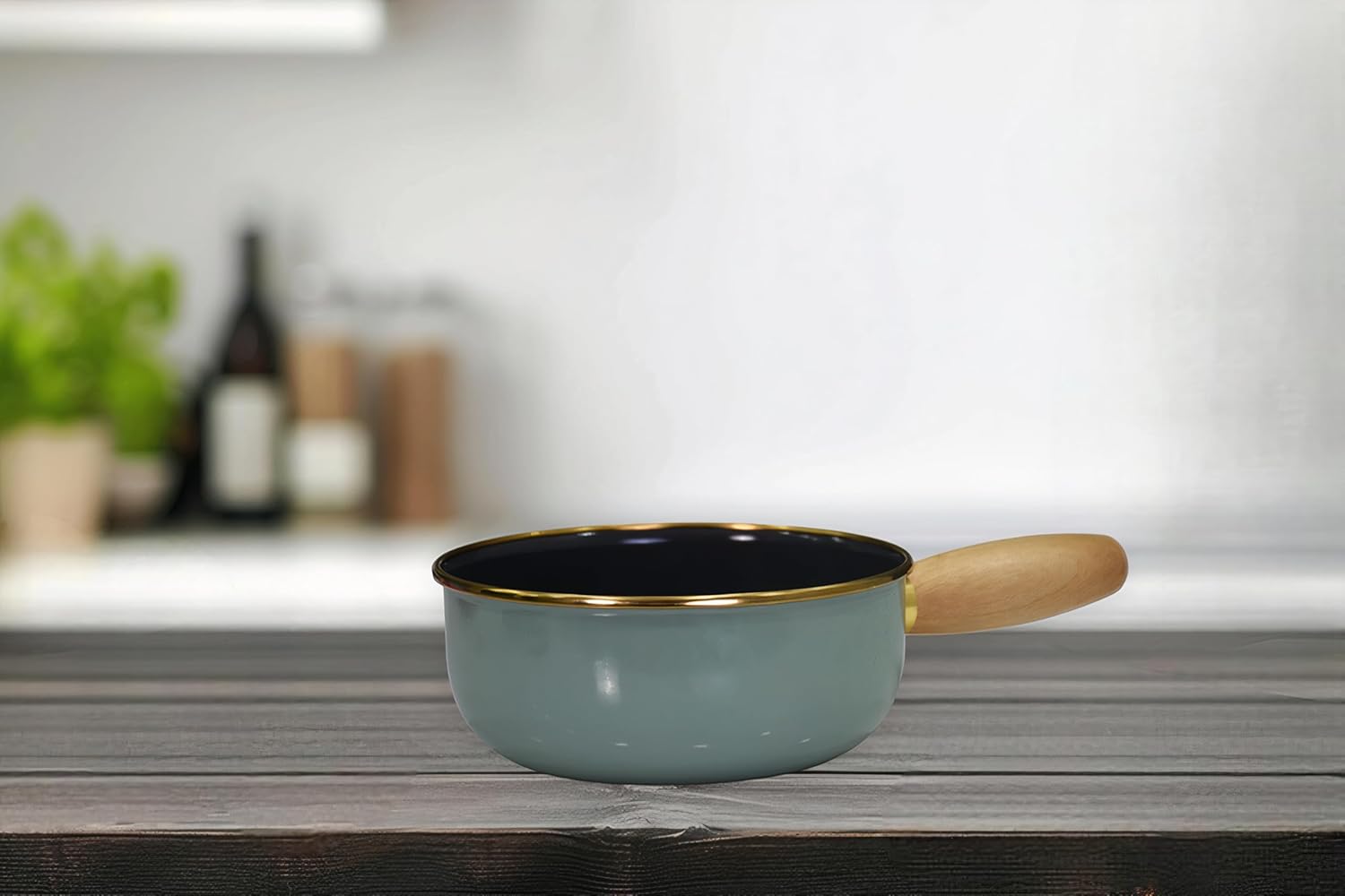 PR Soft Green Ahşap Kulplu Mini Tava