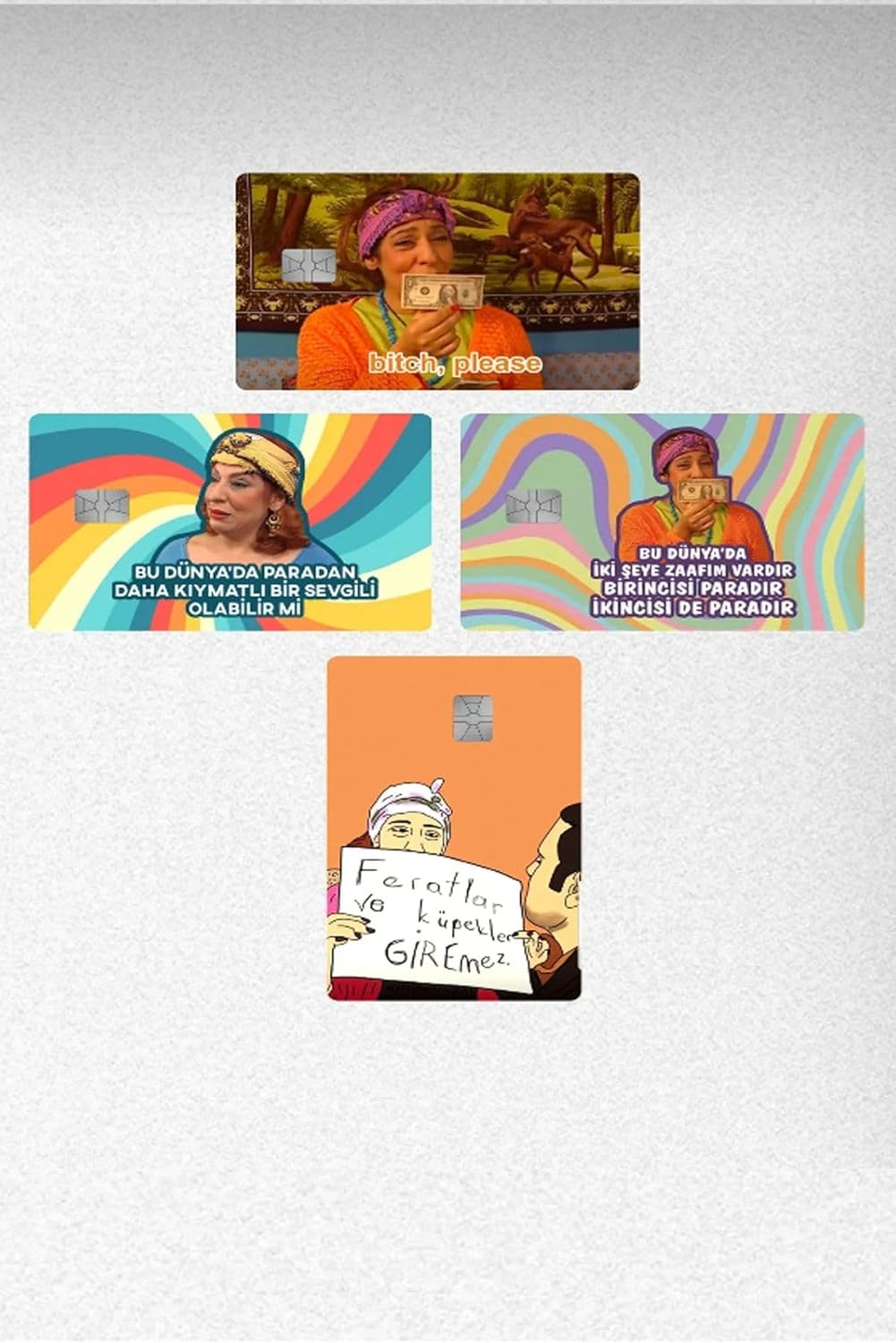 4 Çeşit Cennet Mahallesi Pembe Kart Kaplama - &Kredi&Papara&Tosla Ulaşım Kartı Etiketi