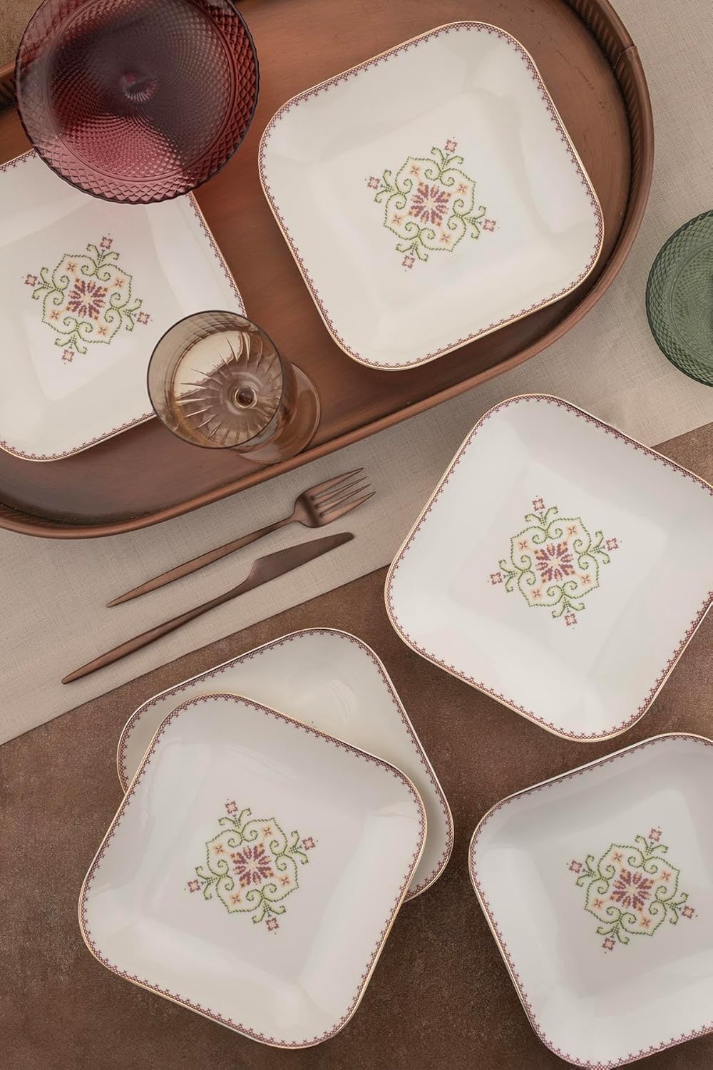 Porselen Minas 6 Parça 20 Santimetre Çukur Tabak, Goblen