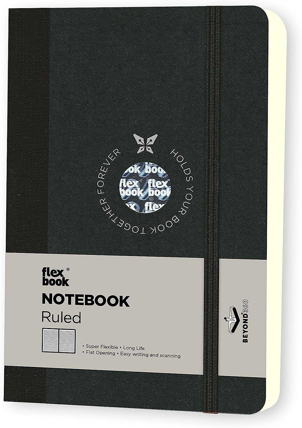 16 Esnek Notebook, 9X14 Siyah Şerit, Çizgili 192 Sayfa 85Gr