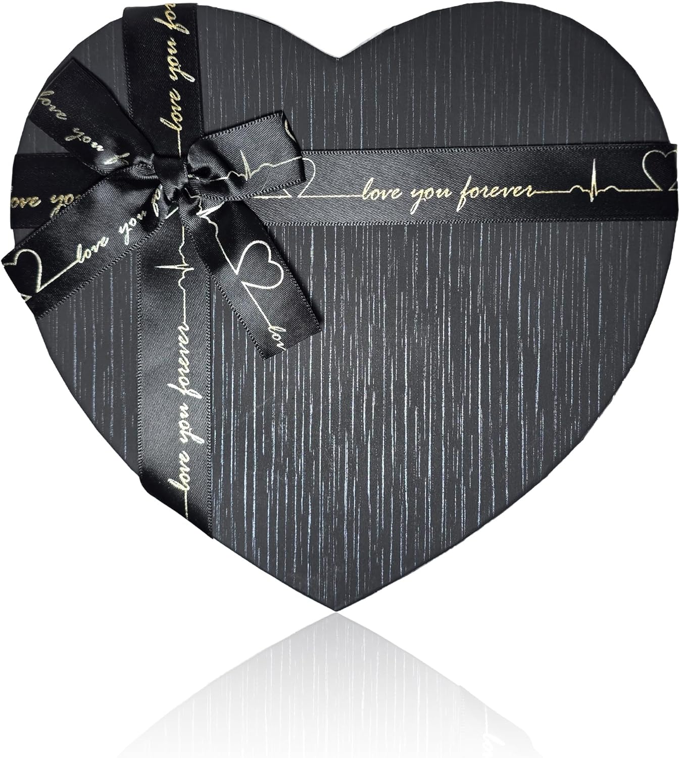 Hediye Kutusu, Kalp Şeklinde, İç İçe 3 Adet, 22x19x8 cm, Farklı Renk Seçenekleri (Siyah)