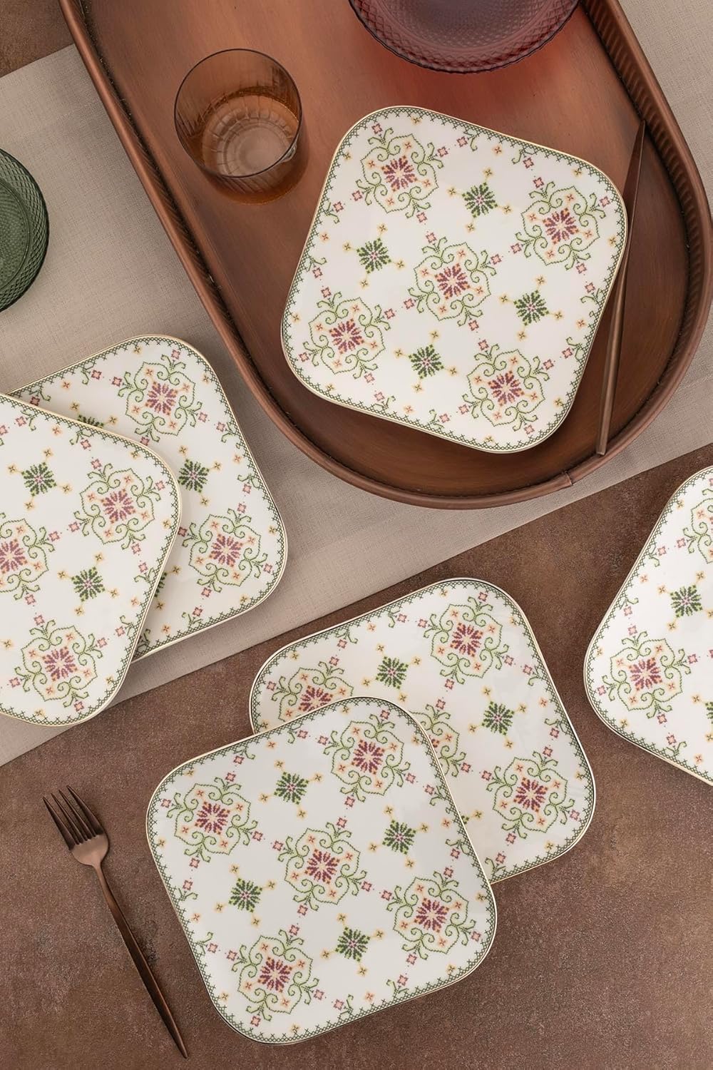 Porselen Minas 6 Parça 20 Santimetre Düz Tabak, Goblen