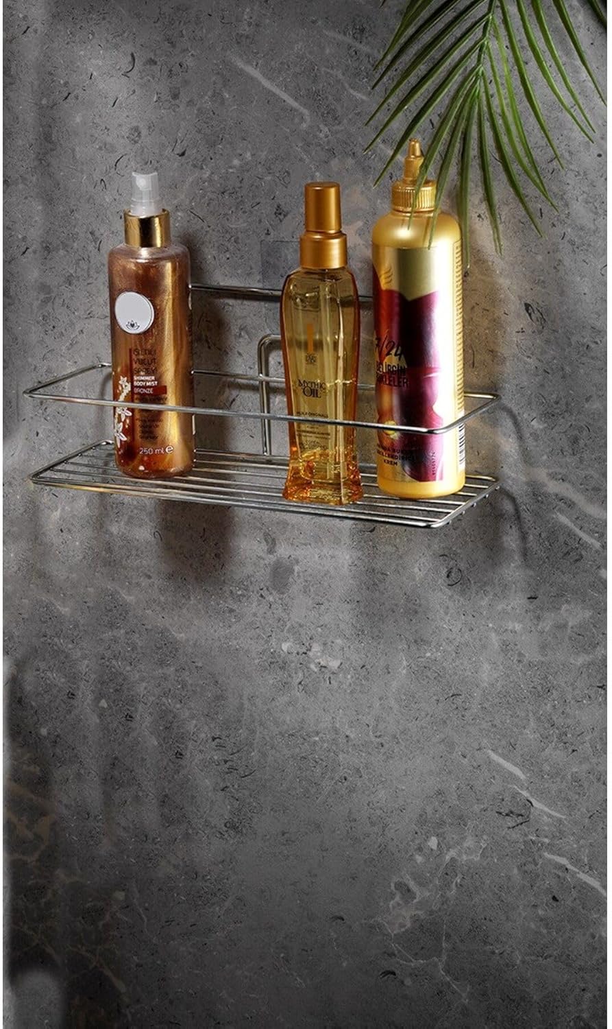 Yapışkanlı Banyo Düzenleyici Şampuanlık Duş Rafı Krom 2 Telli Tş-01