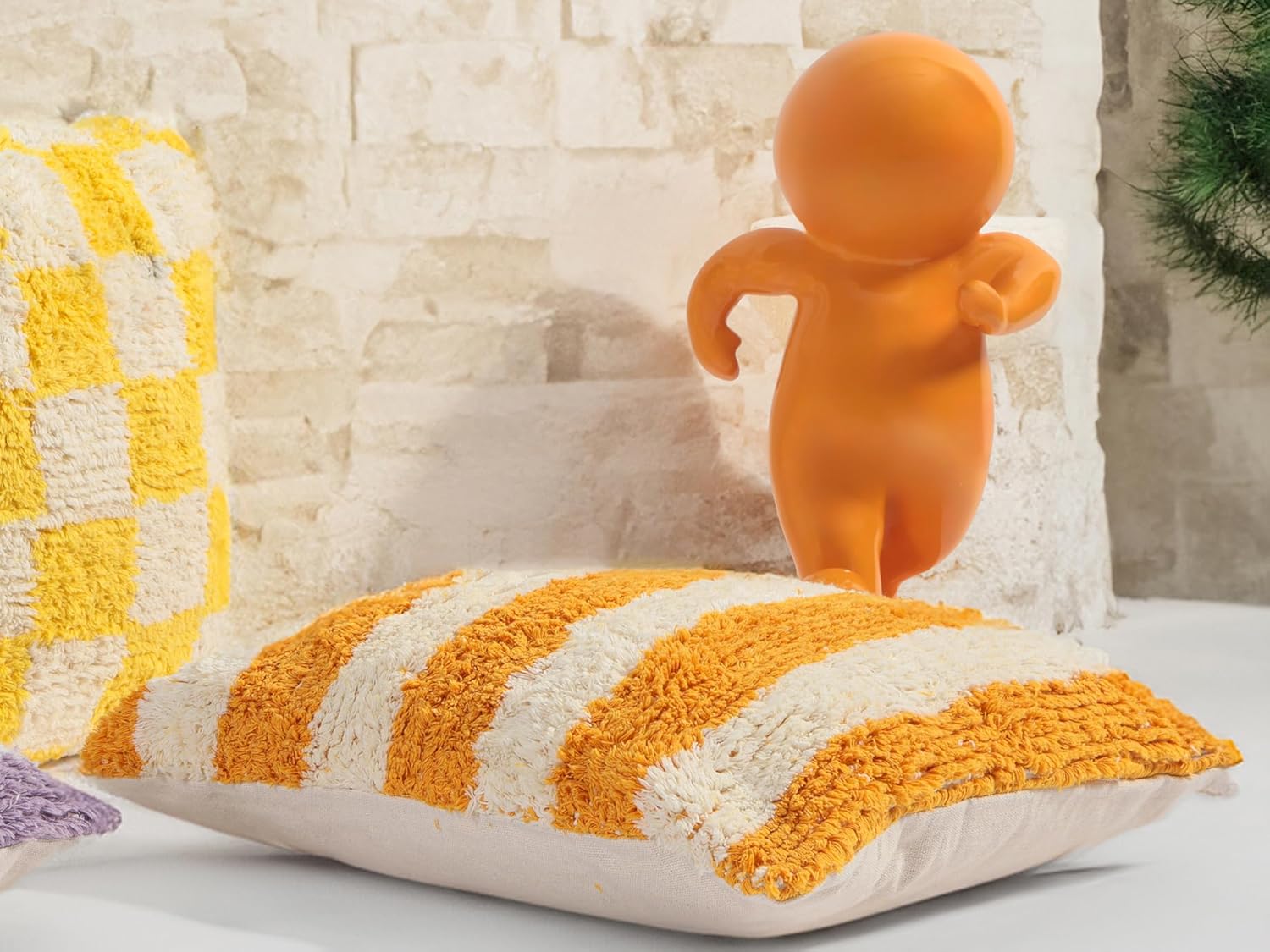 Pop Stripe Dokuma Yastık Hardal 45x45cm