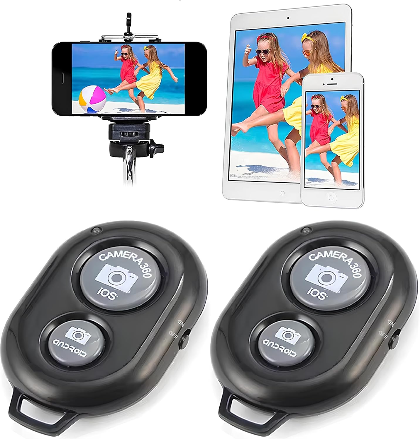 2 Adet Bluetooth Selfie Kumandası – iOS & Uyumlu, Kablosuz Uzaktan Fotoğraf ve Video Çekimi
