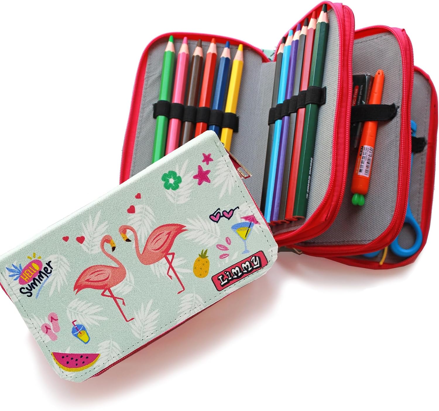 İkili Desenli Modelist Kalem Kutusu Kalemkutu Vegan Deri Üç Bölmeli Kalemlik