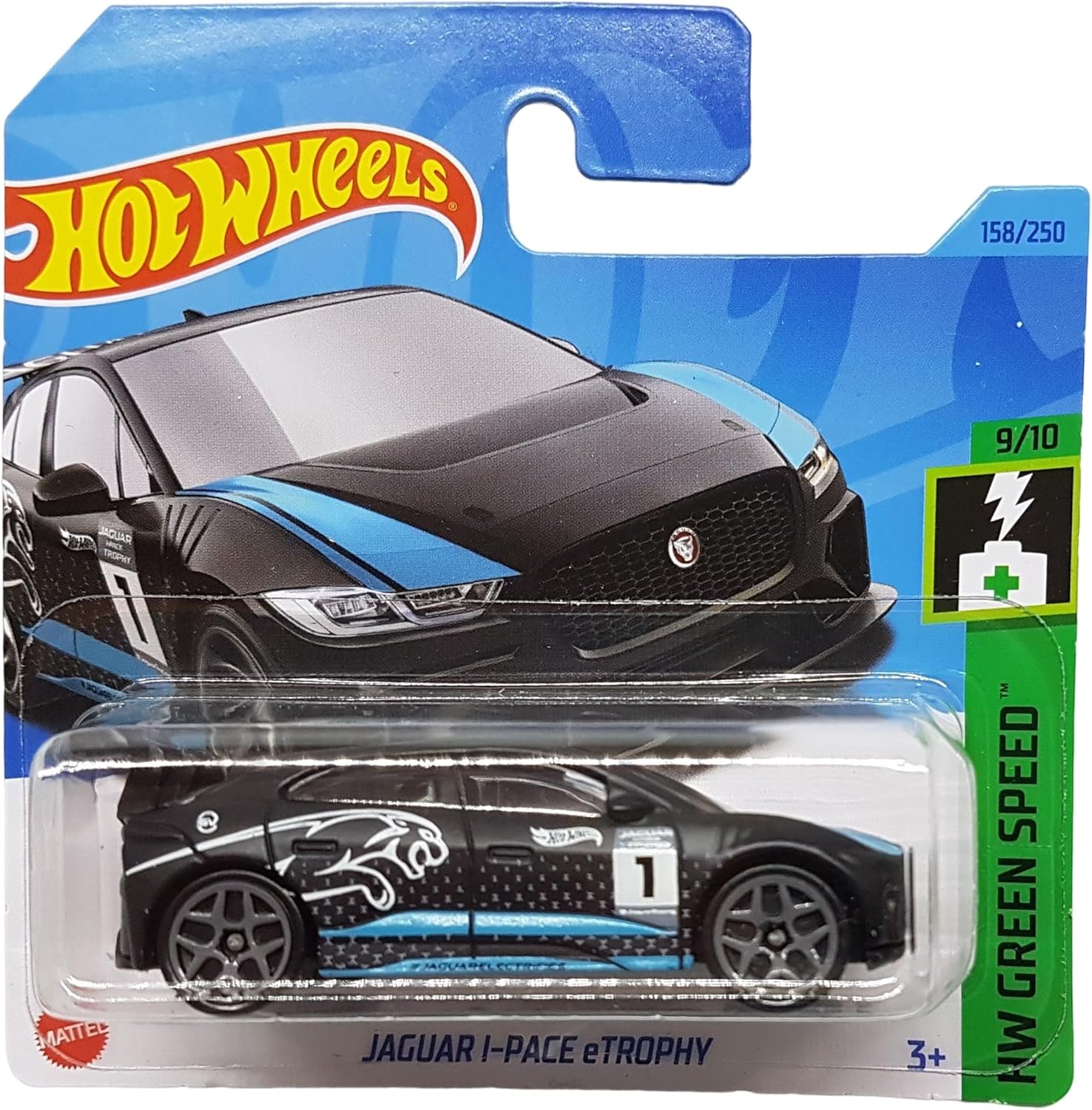 - Jaguar I-Pace eTrophy - HW Green Speed 9/10 - HKH60 - Short Card - Siyah - Mattel 2023