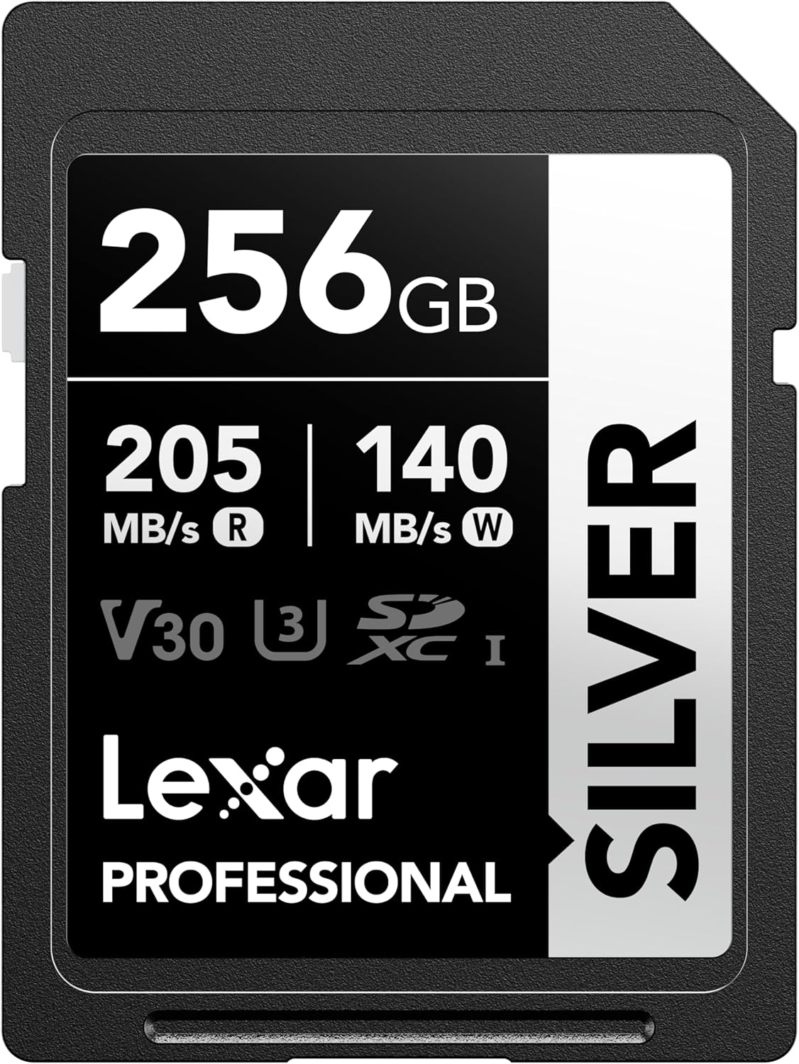 Profesyonel SILVER SD Kart 256 GB, 205 MB/s'ye Kadar Okuma, 140MB/s Yazma, SDXC UHS-I Hafıza Kartı, Sınıf 10, U3, V30, Profesyonel Fotoğrafçılar için SD Kart, Videografçılar, Meraklılar