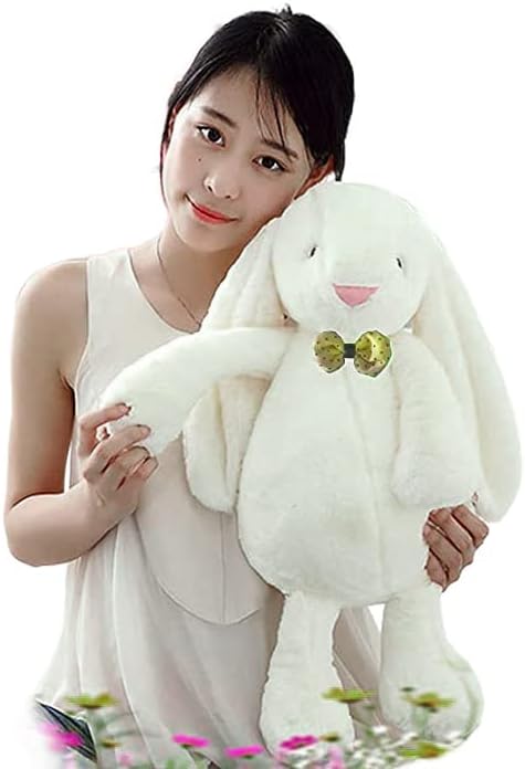 BİGİBU Papyonlu Uyku Arkadaşım 65 cm Uzun Kulak Peluş Tavşan (Beyaz) - Çocuk - Paskalya - Plüş oyuncak