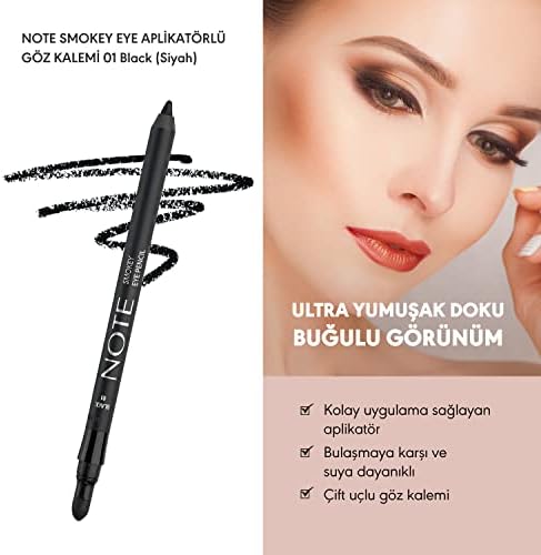 Smokey Eye Waterproof Aplikatörlü Göz Kalemi 01 Black, Siyah