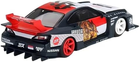 Truescale Miniatures Silvia S15 LB Super 1:64 Diecast Model Araba – Sağdan Direksiyon (RHD), Beyaz/Siyah Grafikler, Koleksiyonluk