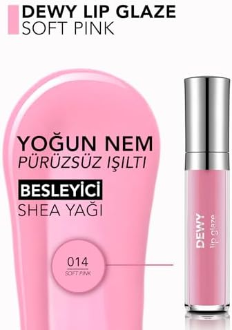 Dewy Lip Glaze Parlak & Dolgun Görünüm Veren Yapışmayan Dudak Parlatıcısı 014 SOFT PINK