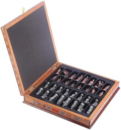 Büyük Boy Metal Osmanlı Bizans Satranç Takımı Parlak ve El Yapımı Masif Ahşap Sandıklı Satranç Tahtası