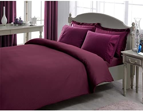 Basic Stripe Düz%100 Pamuk Nevresim Takımı, Mürdüm, Size