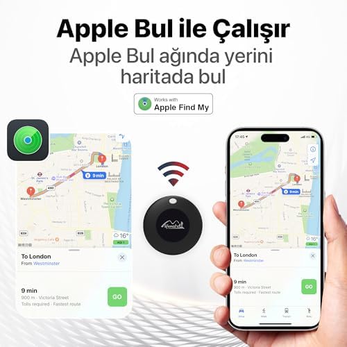LifeTag ile Uyumlu MFI Lisanslı Smart Tag Akıllı Takip Cihazı - Siyah