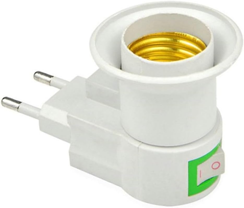 Fişli Aç-Kapa E27 Ampül Duyu; E27 Standart, ABS + Bakır Malzemesi, 220V, Masa Üstü