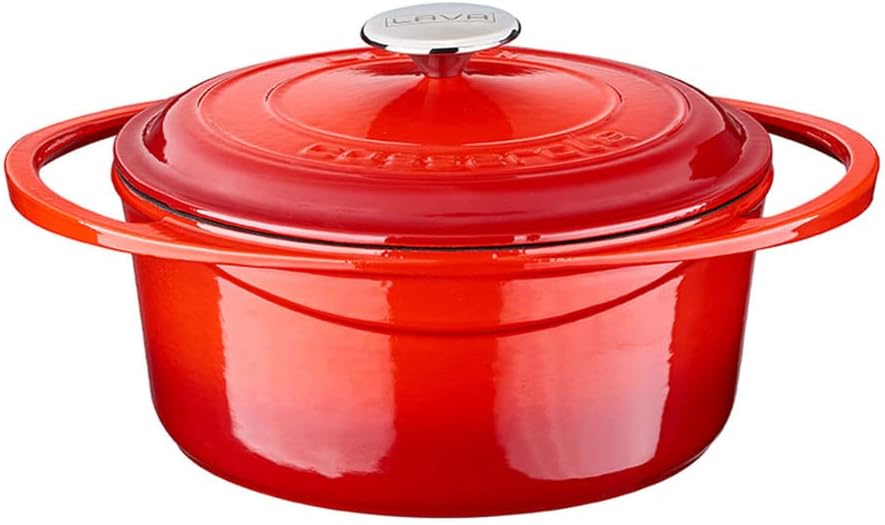 Metal Serisi - Döküm Tencere, Yuvarlak, 24 cm, Kırmızı