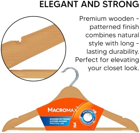 Ahşap Desenli Plastik Elbise Askısı 3'lü Paket