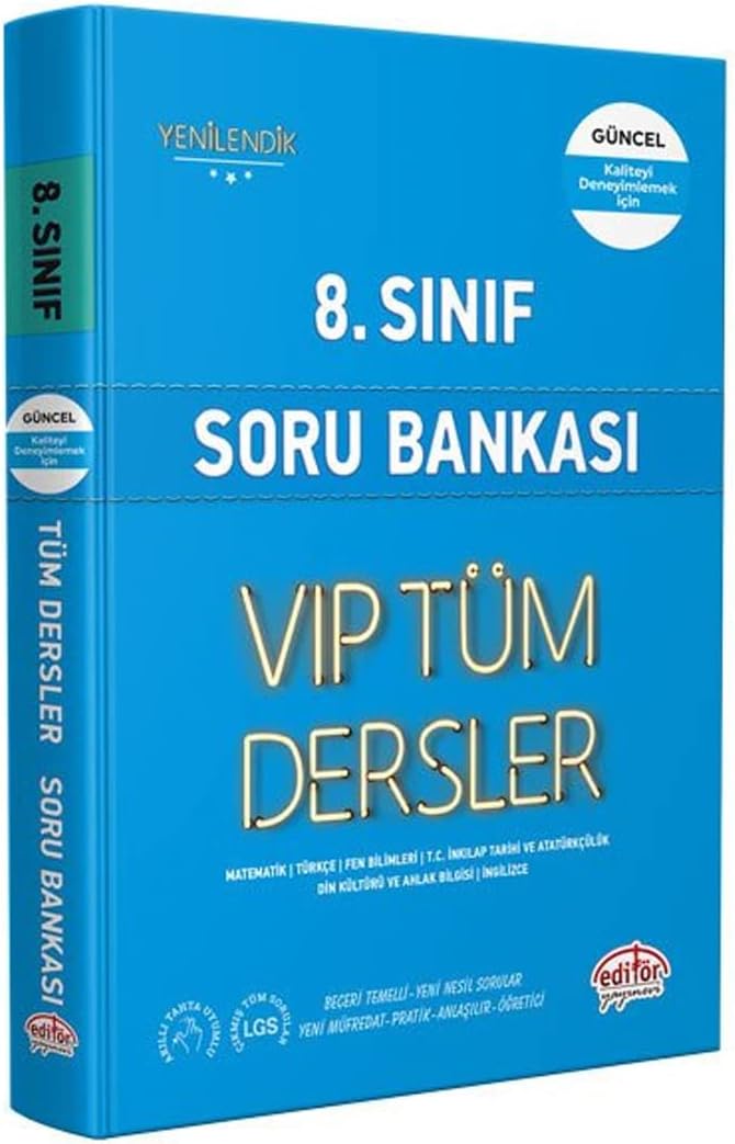 Editör 8. Sınıf VIP Tüm Dersler Soru Bankası Mavi Kitap