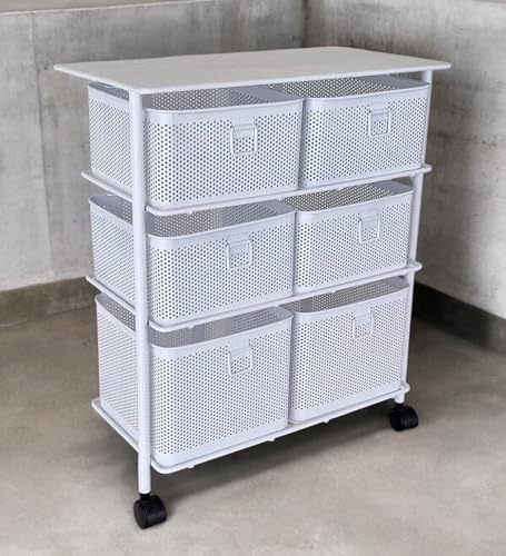 Hafsa 3 Katlı Bölmeli Paslanmaz Metal Sebzelik (Beyaz)