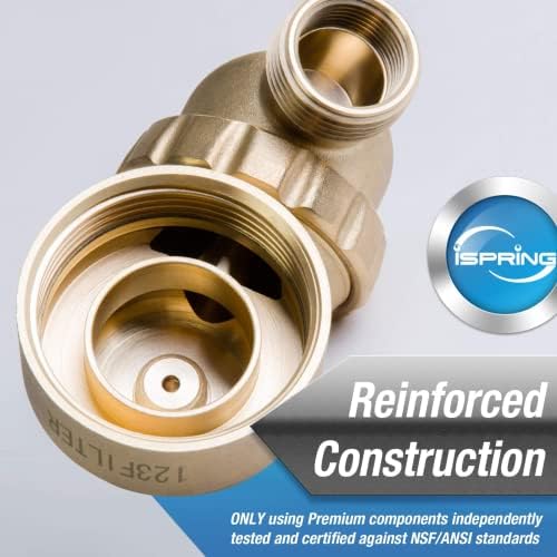 WSP50GR Yeniden Kullanılabilir Spin Sediment Su Filtresi, Dahili Muhafaza Kazıyıcılı 50 Mikron, 360° Dönebilen Başlık, Basınç Göstergesi, Mavi