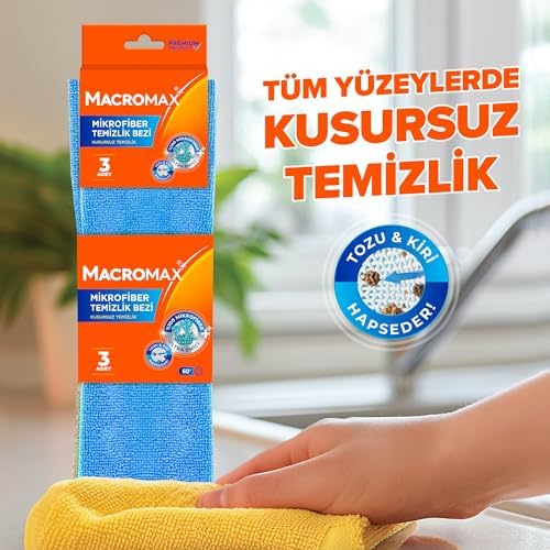 Mikrofiber Temizlik Bezi 3'lü Paket, Ultra Emici Toz Alıcı Çok Amaçlı Yüzey Bezi