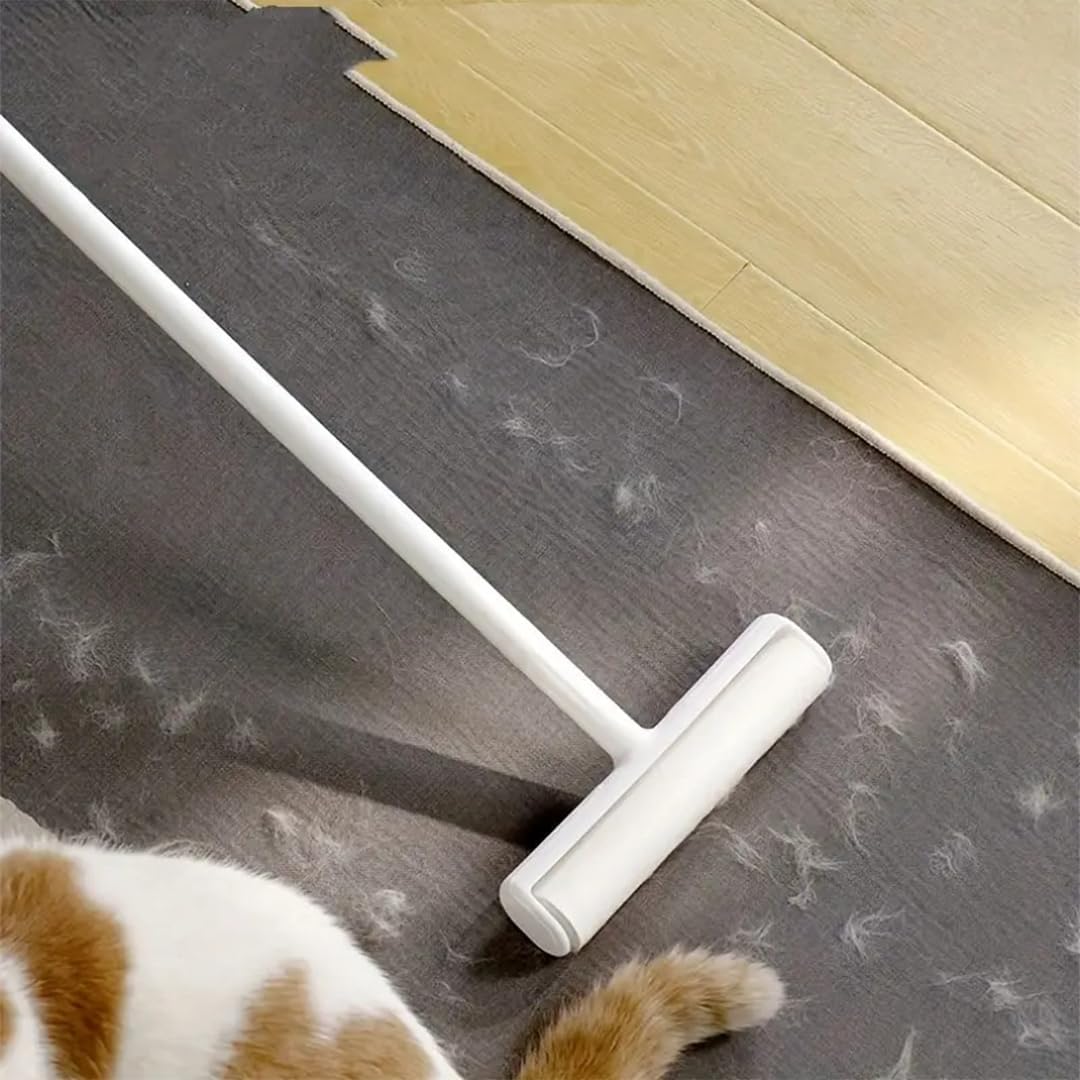 Tüy Toplayıcı Rulo ve Kedi Köpek Tüyü Tiftik Toplayıcı Kıyafet Toz Toplama Rulosu Yapışkanlı ve Saplı XL