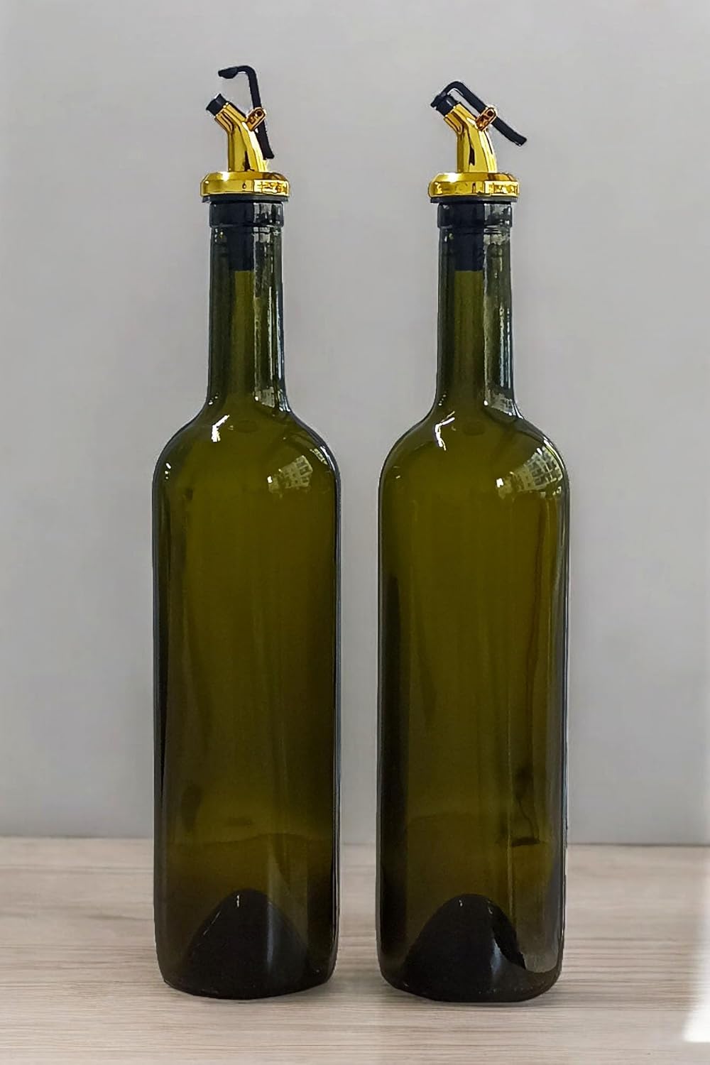 750 ml Yeşil Yağdanlık Şişesi Yağlık Akıtıcılı Kapaklı Sızdırmaz Cam Şişe 2'li 750 cc