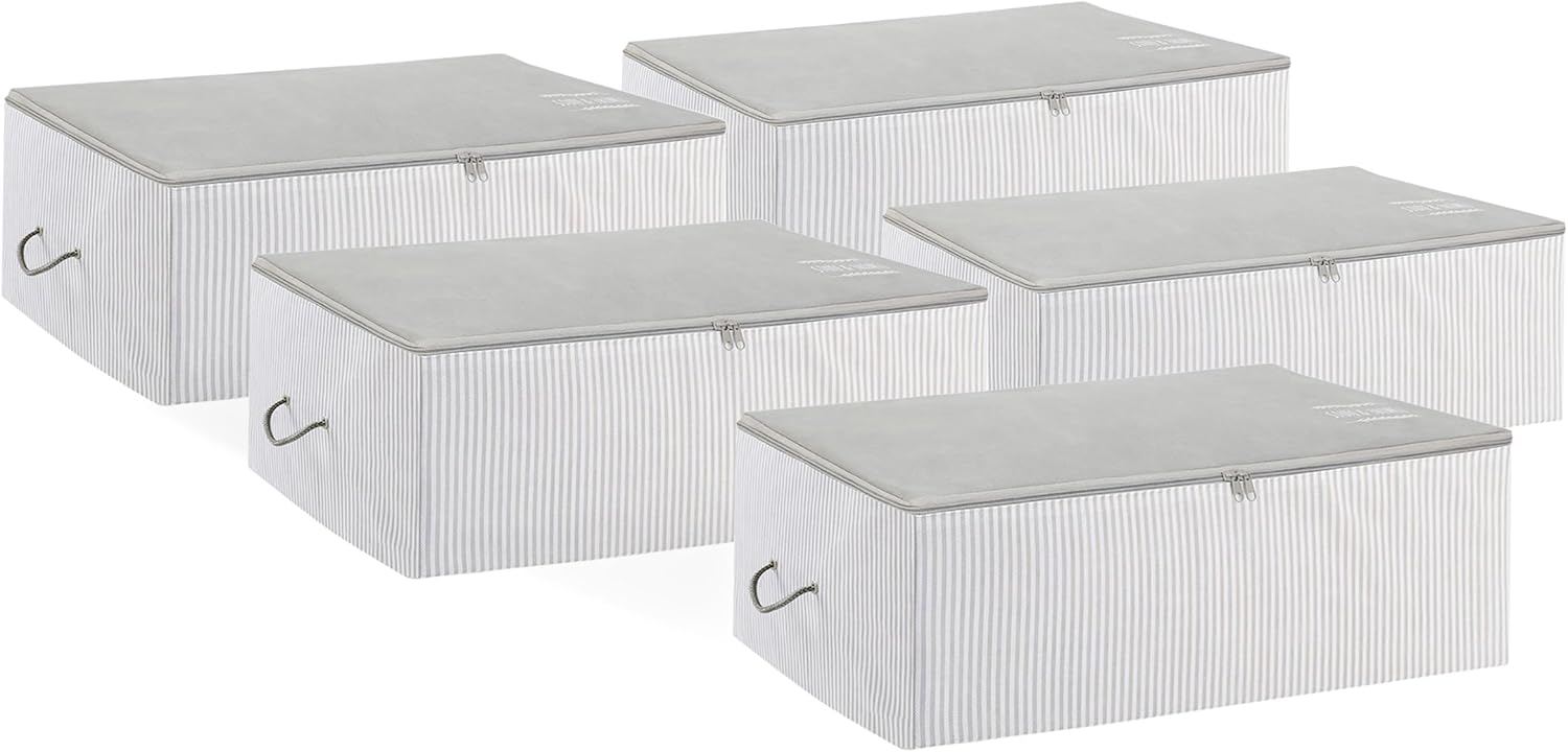 5'li Orta Boy Gri Çizgili Stuff & Things Hurç Set 52 x 28 x 21 cm