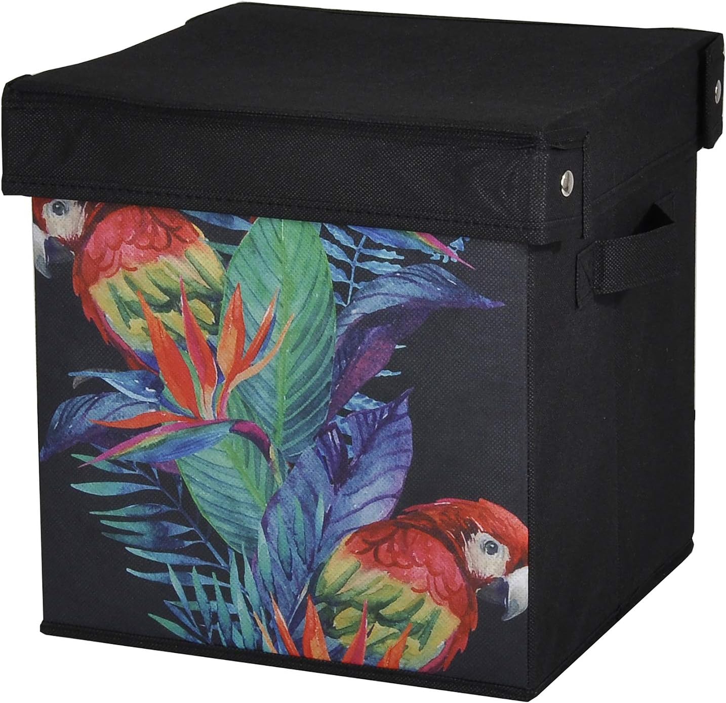 Saklama Kutusu Kapaklı Kırmızı Papağan Desen